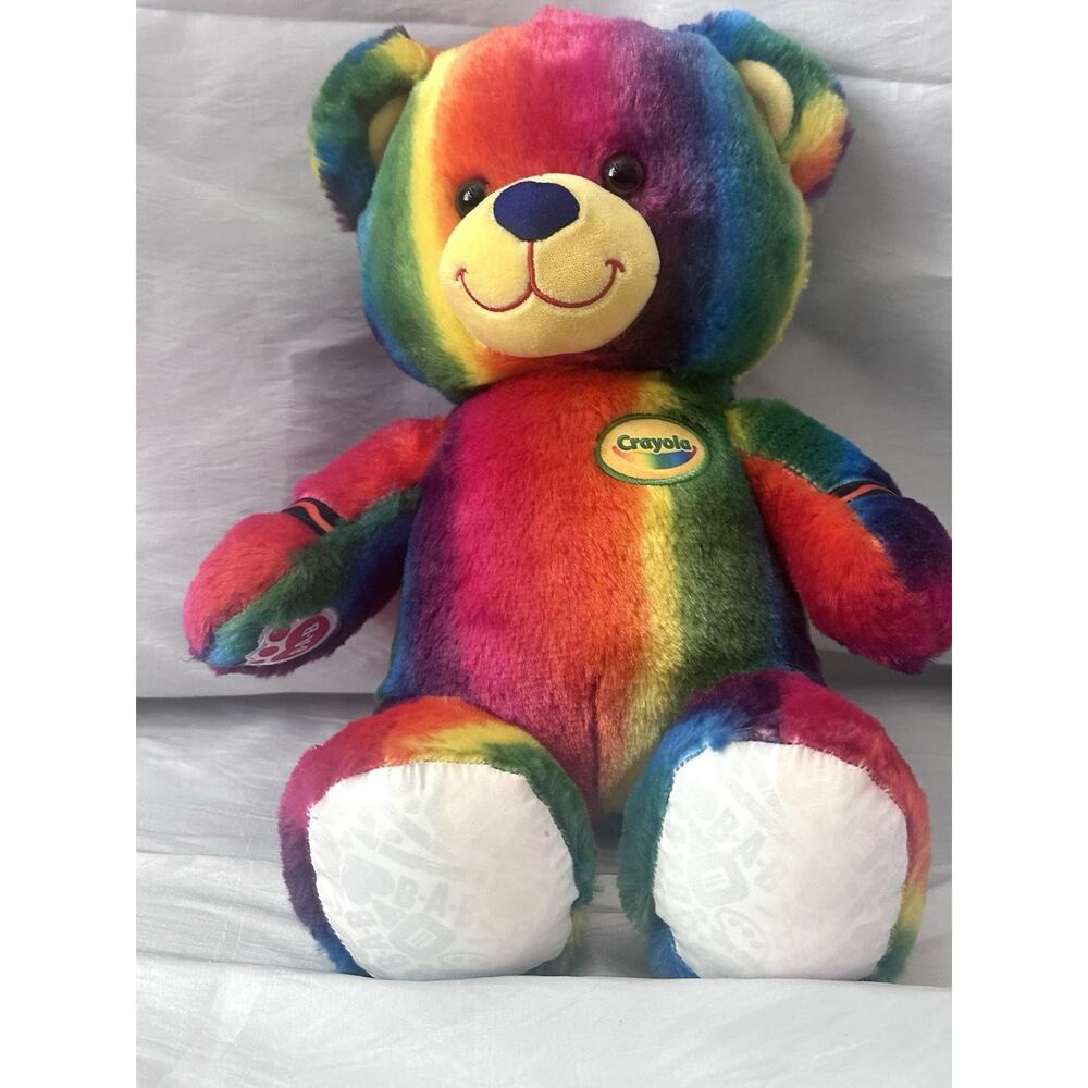 Build A Bear Crayola Crayon Color Reveal Plush Bear 2021 Rainbow Striped 16”